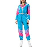 Yisfri Womens Color Block 2 Piece Windbreaker Outfits Long Sleeve Zip Front Crop Top Tracksuit Set