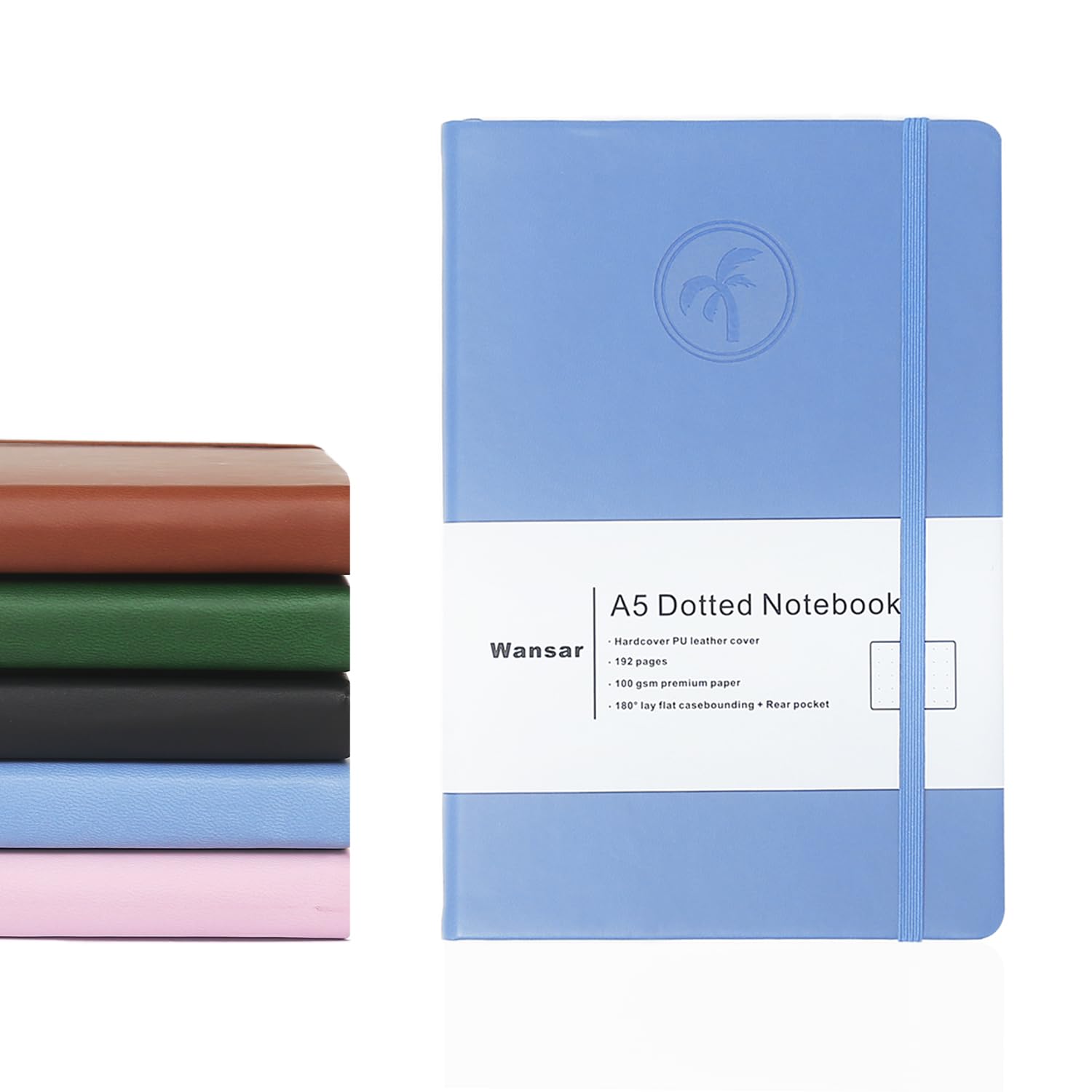 WANSAR Dotted Notebook A5 - Elegant Hardcover - 100 GSM Ink Proof Paper with 192 Pages - 8.3-5.5 inches -A5 Bullet Dotted Journal is Perfect for Sketching, doodling & Notes Keeping (Blue)