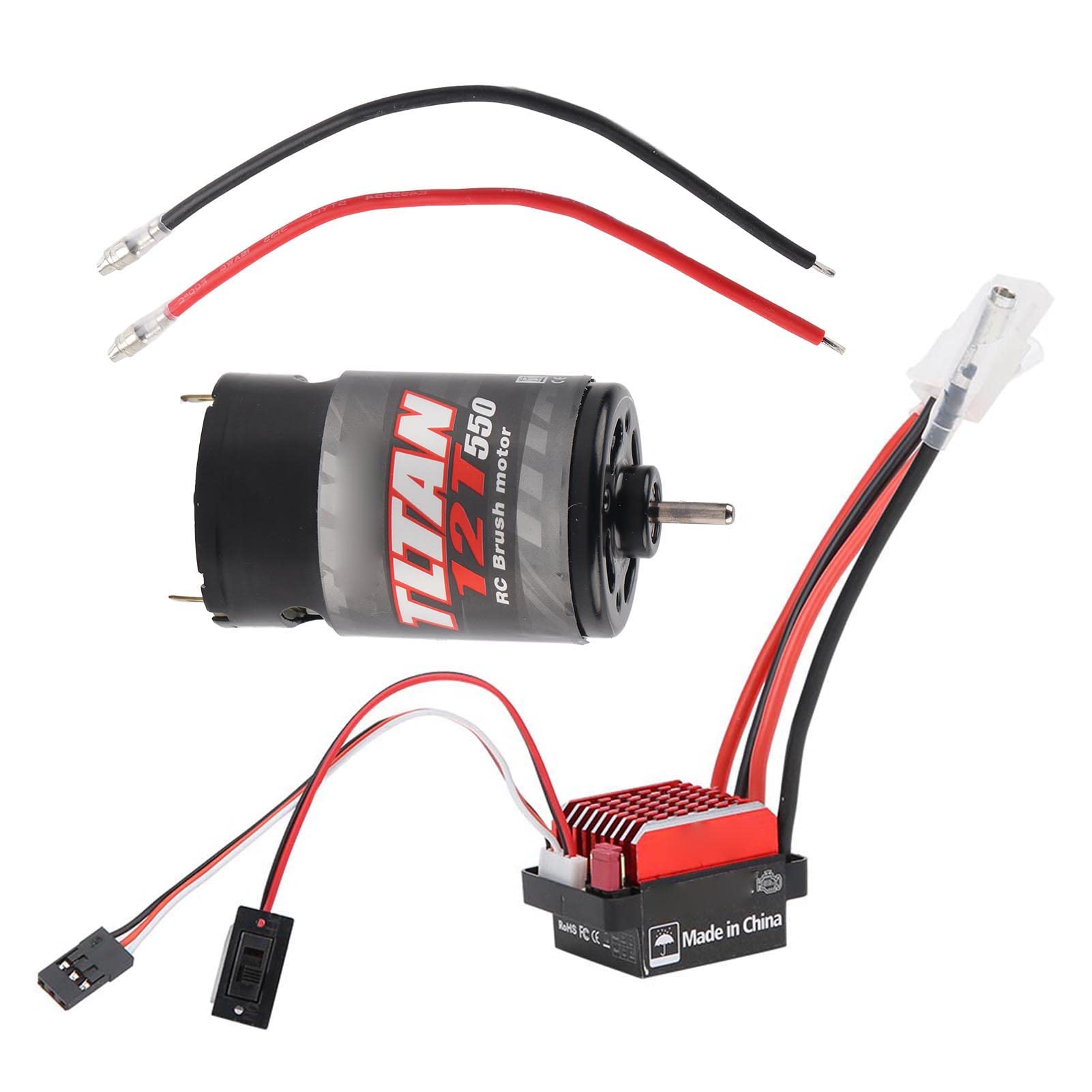 RC Brushed Motor, 550 Brushed Motor 360A Brushed Electronic Speed Controller ESC Fit for 1/10 RC Car Brushless Motor (12T)