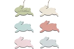 AUKOLASS 12 Pcs Easter Basket Name Tags, Colorful Easter Gifts Tags for Easter Spring Party Favor Decoration Supplies (Bunny 2)