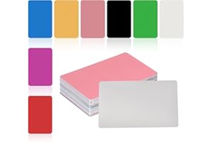 MECCANIXITY 96Pcs Metal Business Card Blanks,1/64" Thick 3.4x2 Multicolor Aluminum Laser Engraving Materials Unique Cards for