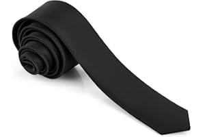 JUNMEISI Men's Ties Solid Pure Color 1.58" (4CM) Plain Slim Necktie Skinny Black Ties For Men