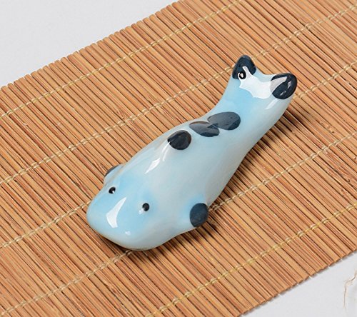 Colias Wing Dinnerware Accessory Multi Colored Cute Shark Shape Design Porcelain Chopsticks Rest Set Dinner Spoons Stand Knife Fork Holder(Set of 5)