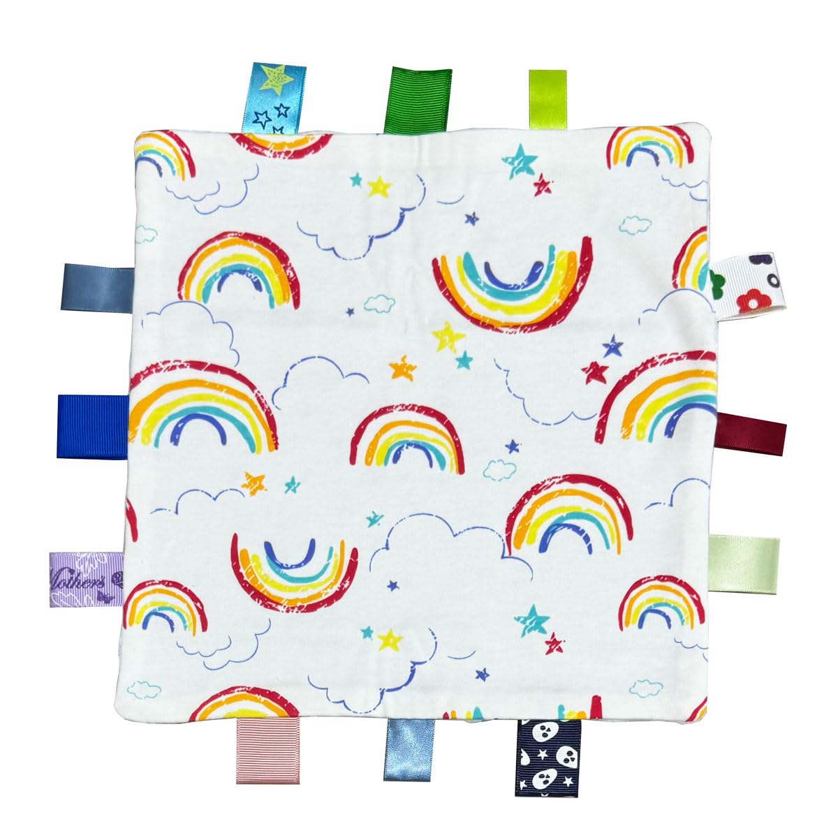 Eyands Baby Tag Blanket, Cotton and Plush Soft Taggy Blanket with Tags for baby gift