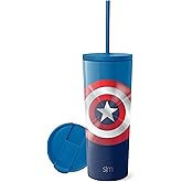 Simple Modern Marvel Captain Marvel Avengers Insulated Tumbler Cup with Flip Lid and Straw Lid | Gifts for Women Men Reusable Stainless Steel Water Bottle Travel Mug | Classic Collection | 24oz