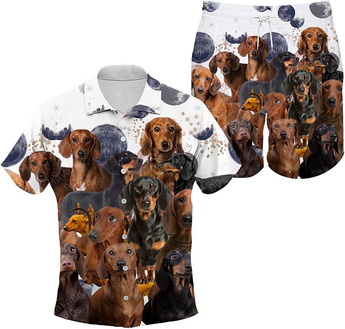 dachshund print hawaiian shirt