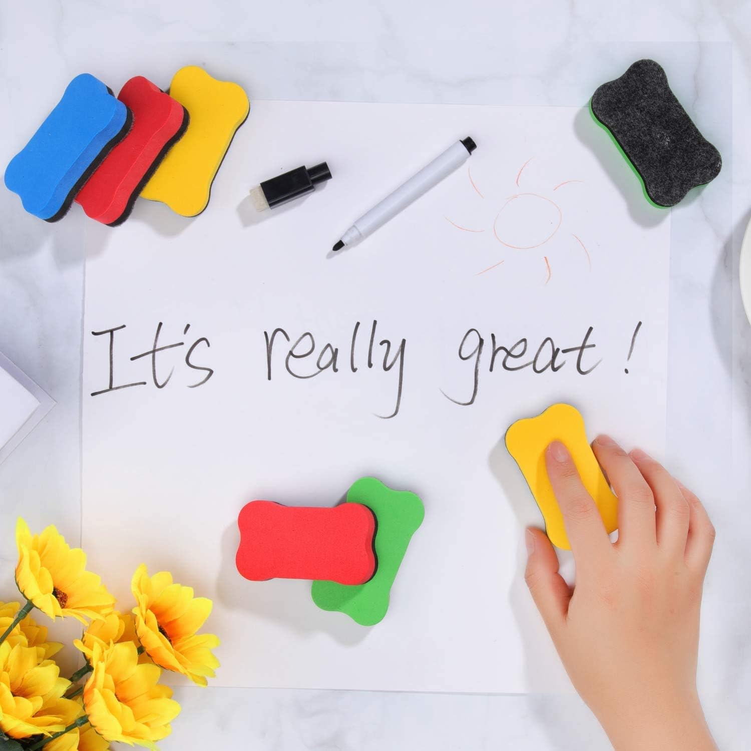 Outus 48 Pieces Magnetic Whiteboard Dry Eraser Office Erasers Bone Shaped Dry Erasers Fit for School Home and Office, Red - Image 5