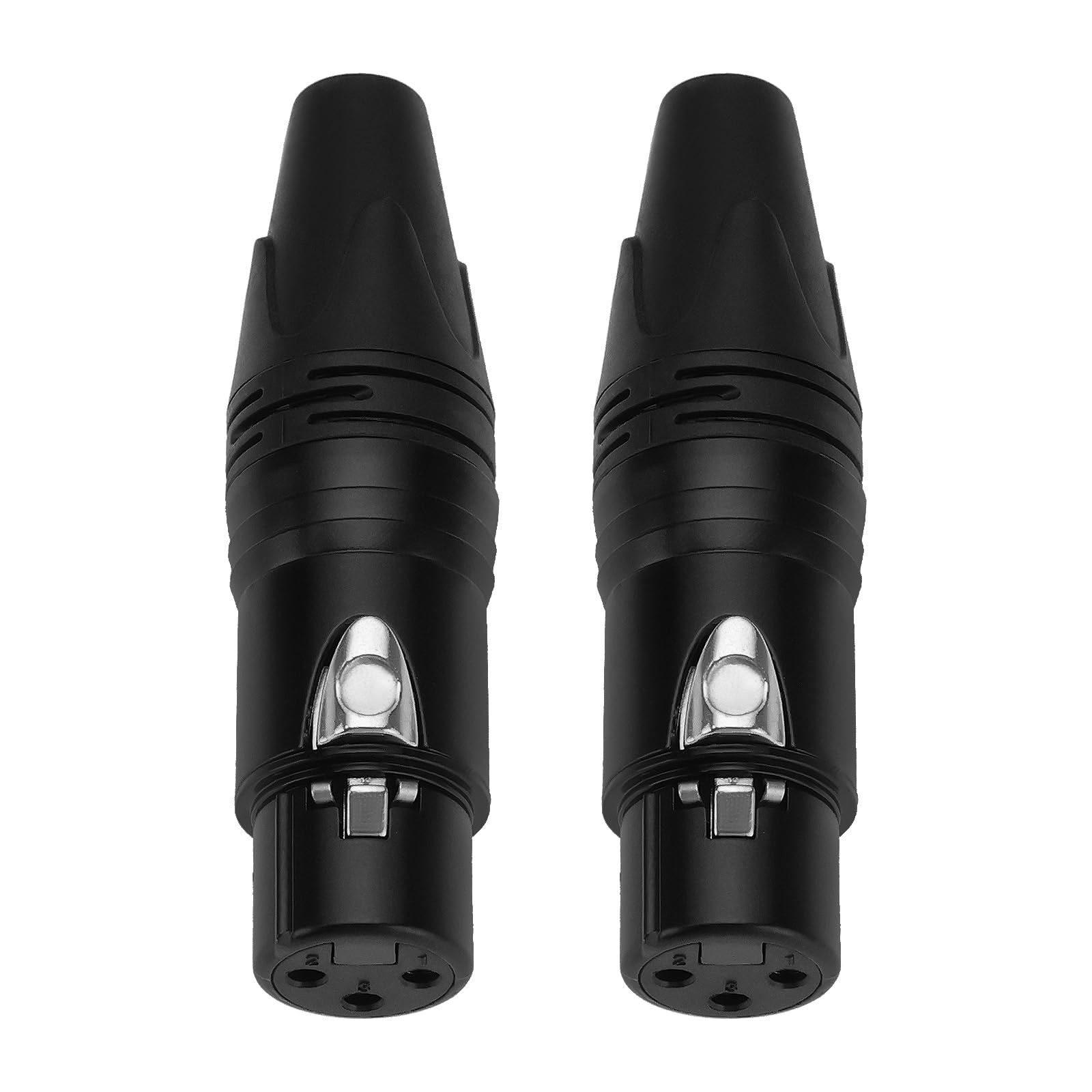 The Lord of the Tools 2Pcs Female 3 Pins XLR Connector Plug 3 Pins In Line XLR Connectors for Microphone Mic Cable Plug Connector Audio Speaker Socket Black