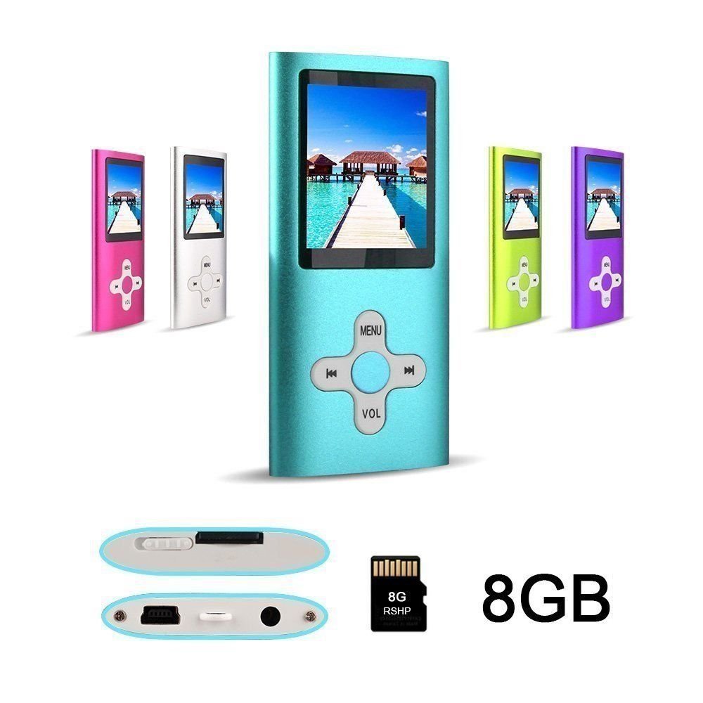 XPLUS MP3 MP4 Player with a 8 GB Micro SD card, Fashion Portable Digital Music Player / Video / Media Player / FM Radio / E-Book Reader, Ultra Slim 1.8