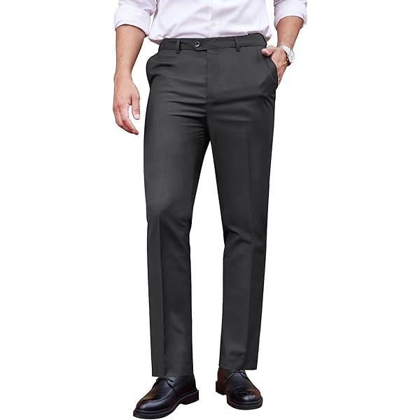 Amazon.com: Men's Slim Stretch Business Casual Pants Dress Pants Fit Skinny Suit  Pants Wedding Modern-Fit Flat-Front Pant (Black,29) : Clothing, Shoes &  Jewelry