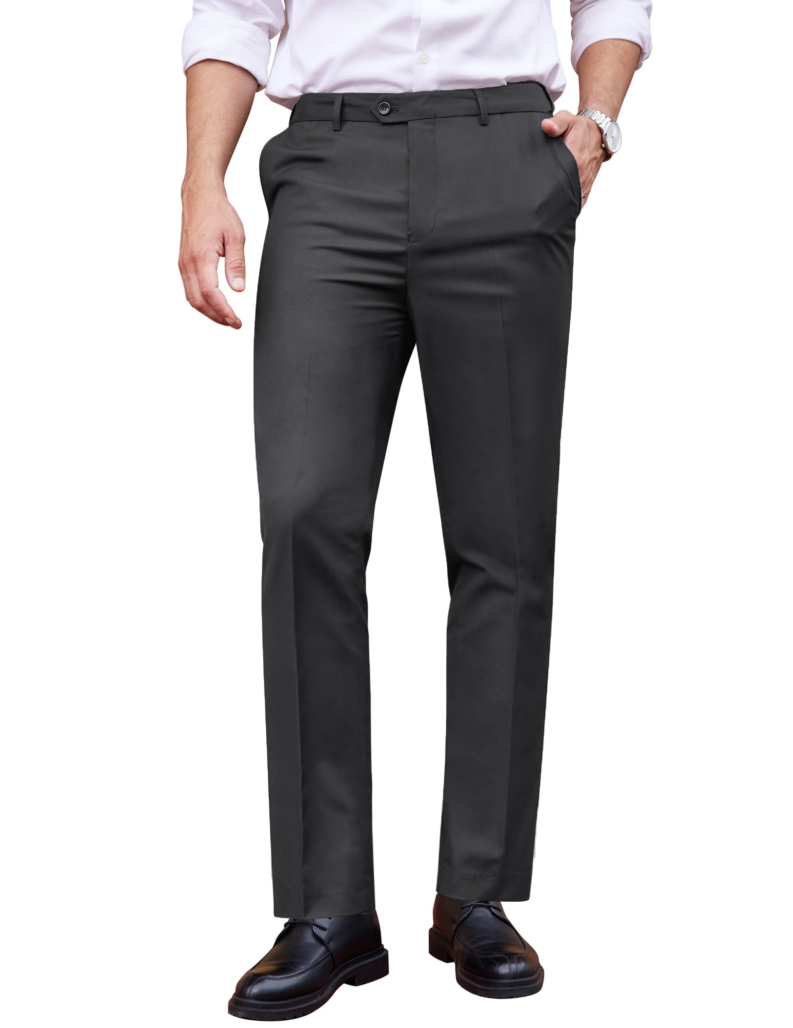 COOFANDY Men's Classic Fit Dress Pants Flat Front Straight Formal Pants ...