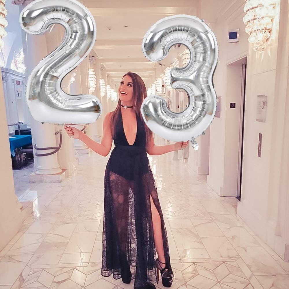 TONIFUL 40 Inch Silver Large Numbers Balloon 2, Helium or Air Inflatable, Reusable, Perfect for Birthday Graduation - Image 4