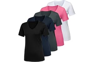 CE' CERDR 5/7 Pack Workout Shirts for Women, Moisture Wicking Quick Dry Active Athletic Women's Gym Performance T Shirts