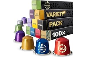 REAL COFFEE GREAT TASTE. EVERY DAY Mixed Variety Pack for Nespresso | 100 Test Winning Aluminum Capsules | 9 Distinctive Italian Flavors | 100% Nespresso Compatible Pods