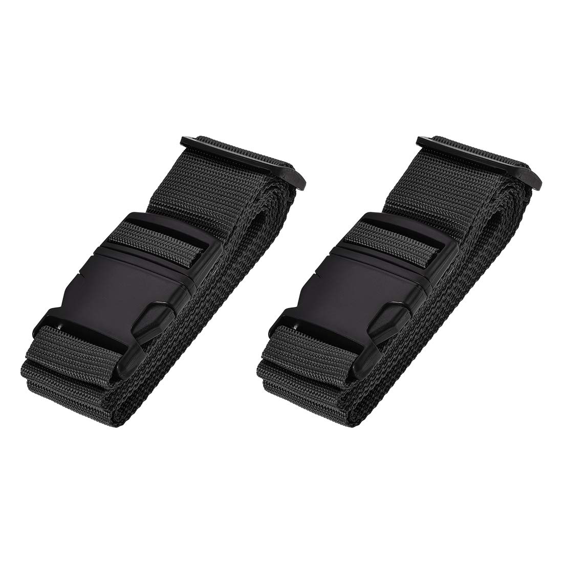sourcing map Luggage Straps Suitcase Belts with Buckle Label, 2Mx5cm Adjustable PP Travel Bag Packing Accessories, Black 2Pcs