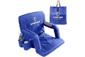 HITORHIKE Stadium Seat for Bleachers or Benches Portable Reclining Foldable Type Stadium Seat Chair with Padded Cushion Chair Back and Armrest Support