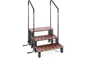 VEVOR Hot Tub Steps with Handrail, 3-Step Spa Outdoor Stairs, Heavy Duty 25.2 inch Wide Above-Ground/Inflatable Pool Ladder w