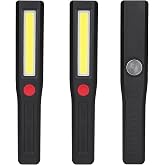Vagocom 3Pcs Magnetic Work Light,4 Modes LED Battery Powered Flashlight,Portable COB Trouble Lamp for Mechanic,Emergency,Car Repair,BBQ,Grill,Gift for Men,Dad,Husband(Battery NOT Included)