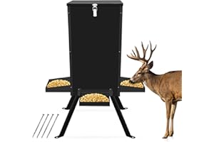 80LB Gravity Deer Feeder, Heavy Duty Capacity Steel Hunting Game Feeders for Deer，Lightweight Windproof Waterproof Deer Corn 