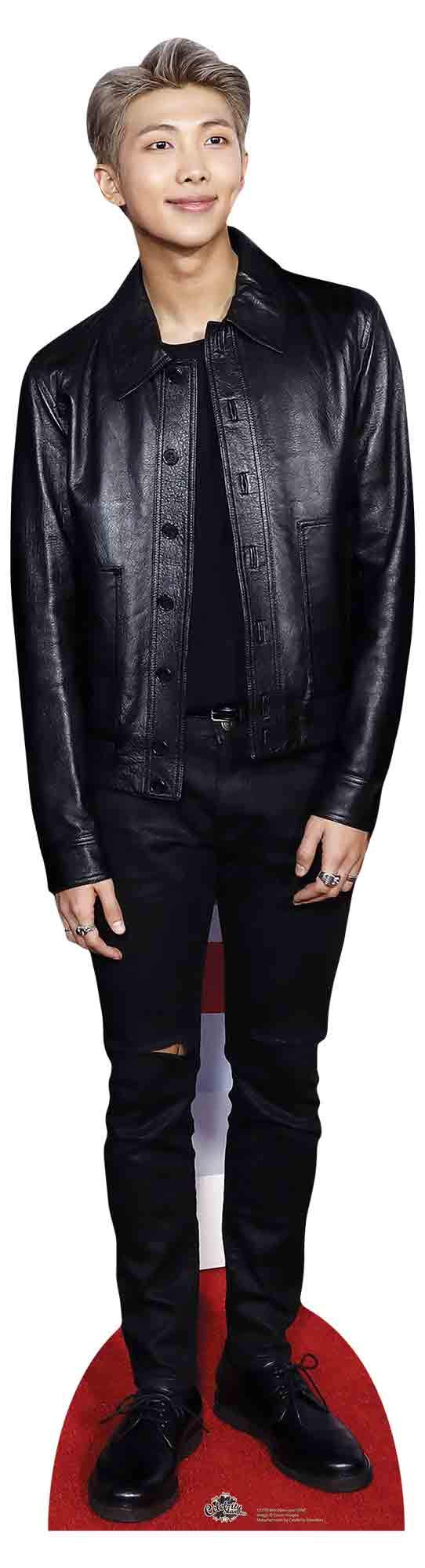 Star Cutouts Ltd CS904 Bangtan Boy Black Leather Kim_NAM_Joon_RM (Star Mini) 90cm Tall, Solid, Multicolour, Regular
