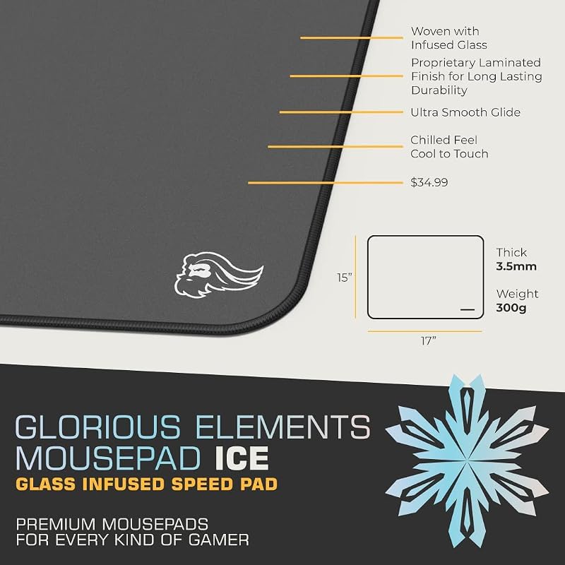 Elements Ice Alfombrilla Revestida en Vidrio Templado (Negro)