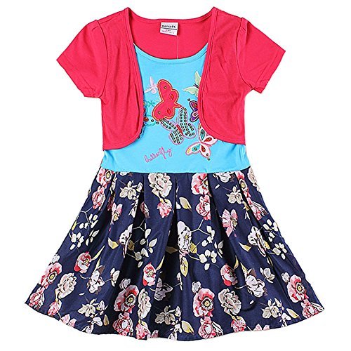 Novatx Baby Girls Short Sleeves Floral Dress