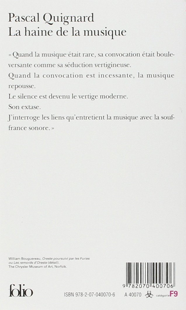 Amazon Haine De La Musique Folio French Edition Quignard Pascal Books