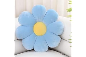 ZAKUN Flower Pillow, Daisy Flower Throw Pillows,29.5" Cute Flower Shaped Pillow Seating Cushion, Aesthetic Flower Decorative Pillows for Sofa Couch Bed Room Décor,Blue