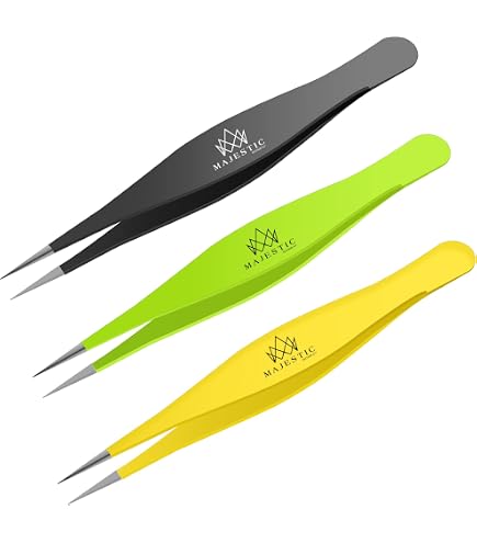 Precision Grooming: 6-Piece Stainless Steel Ingrown Hair Tweezers (Needle Nose Pointed Tip) By S.S