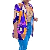 Baczoe Plus Size Blazers for Curvy Women Sexy Trendy Colorful Oversize Graphic Open Front Jackets