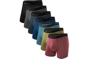 BAMBOO COOL Men's Underwear Breathable Boxer Briefs with Fly Moisture-Wicking Lightweight Underwear 7-Pack