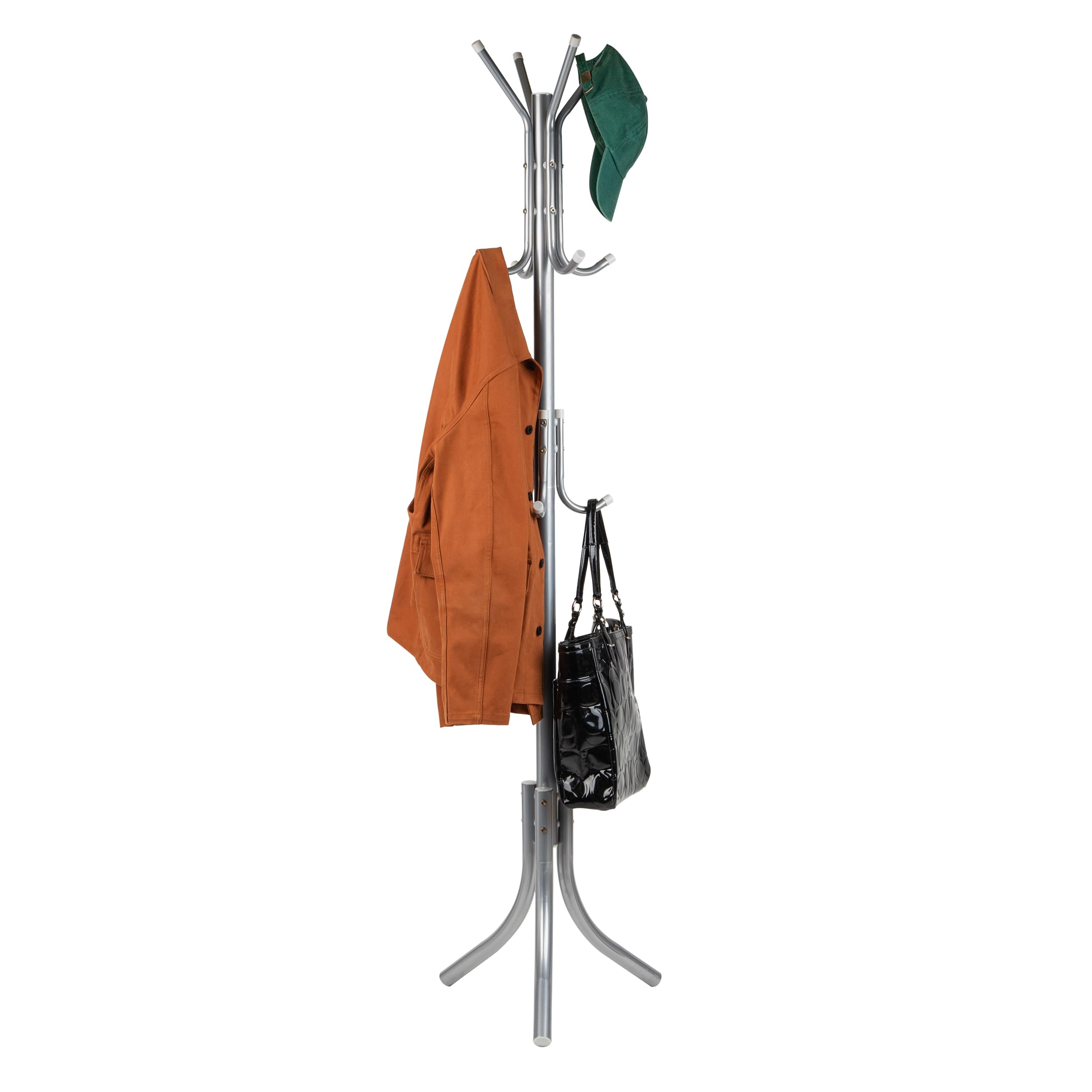 Mind Reader Alloy Collection, Coat Rack with 11 Hooks, Metal, 18" L x 18" W x 68.5" H, Silver