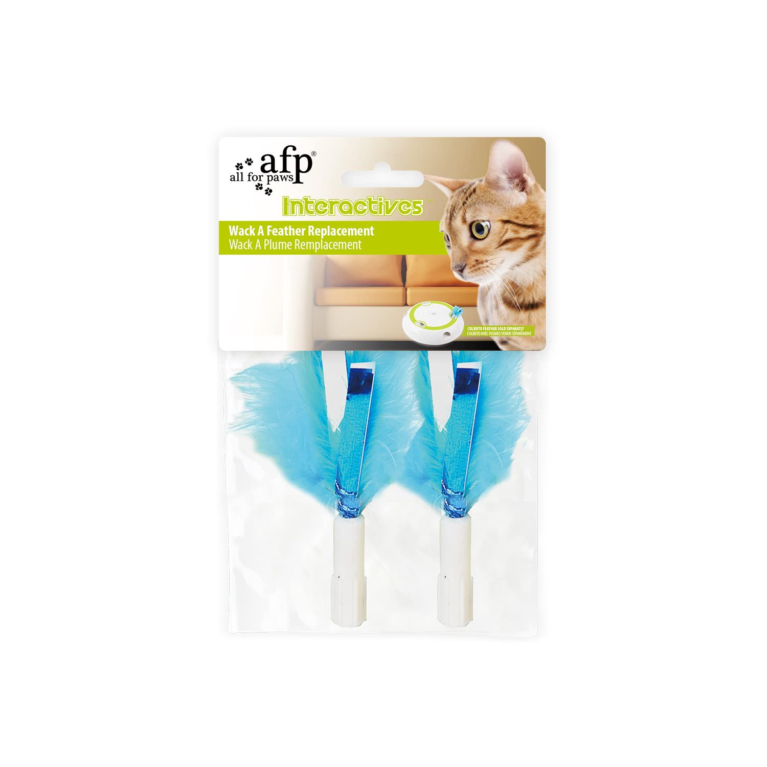 ALL FOR PAWS Interactive Cat Toy Indoor 8 Holes Automatic Random Stretch Out Feather Smart Kitten Toys, Automatic Electronic Rotating Teaser Kitten Toy (Wack A Feather Replacement 6 Pack)