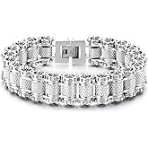 Klapgo Men's Stainless Steel Gear Link Chain Bracelet Industrial Motorcycle Design Gift for Him Biker