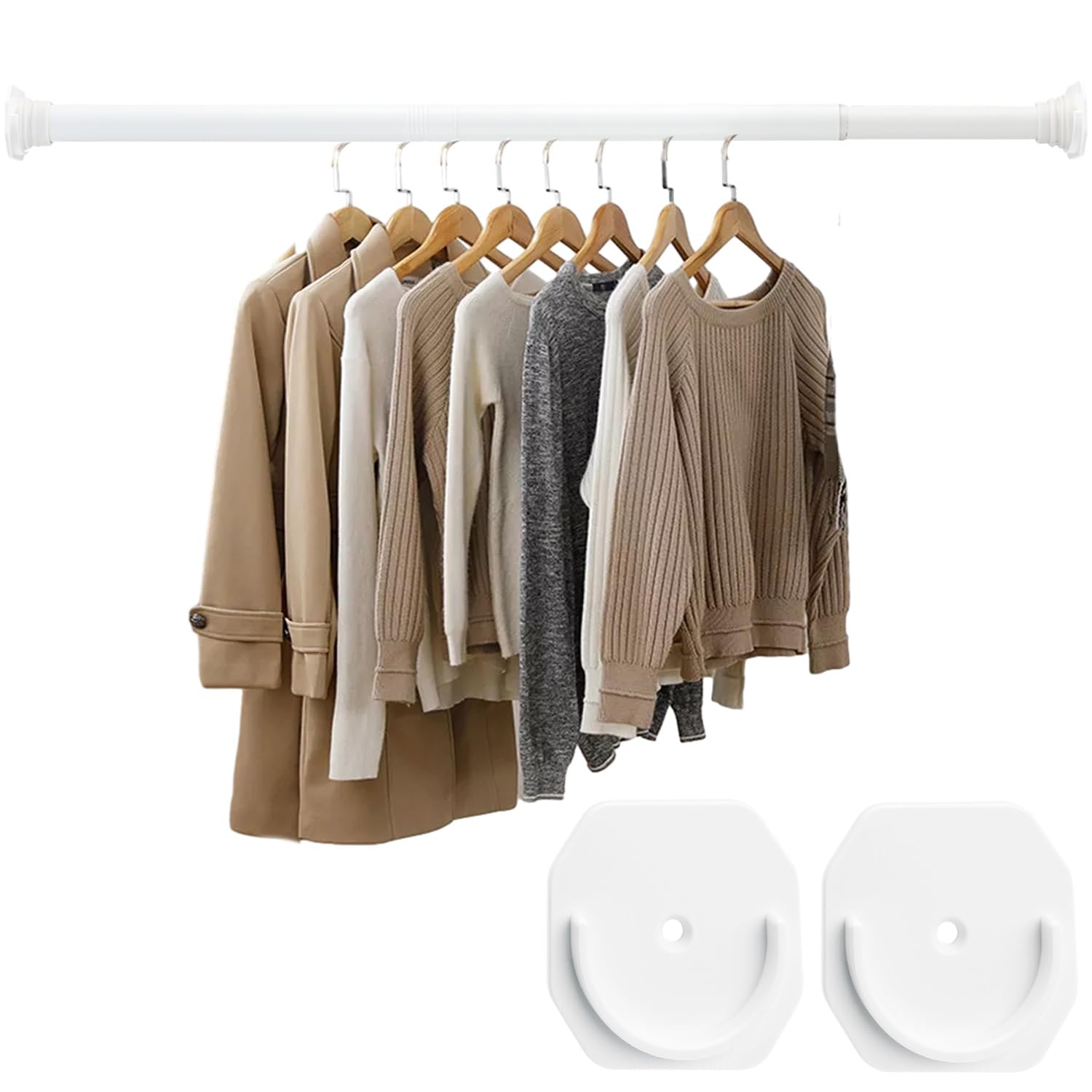 Photo 1 of *MISSING PARTS UNKNOWN*
DwelSpire Closet Rod for Hanging Clothes, with No Drilling Holder 30 to 88 Inch Adjustable White Closet Rods, Space Saving Tension Spring Pole Heavy Duty Bar for Wardrobes, Shoe Cabinets