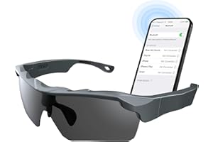 Jojovenusmall Smart Glasses,Bluetooth Speaker Sunglasses,Bluetooth Cycling Glasses,Waterproof,Running Driving Fishing(Black)