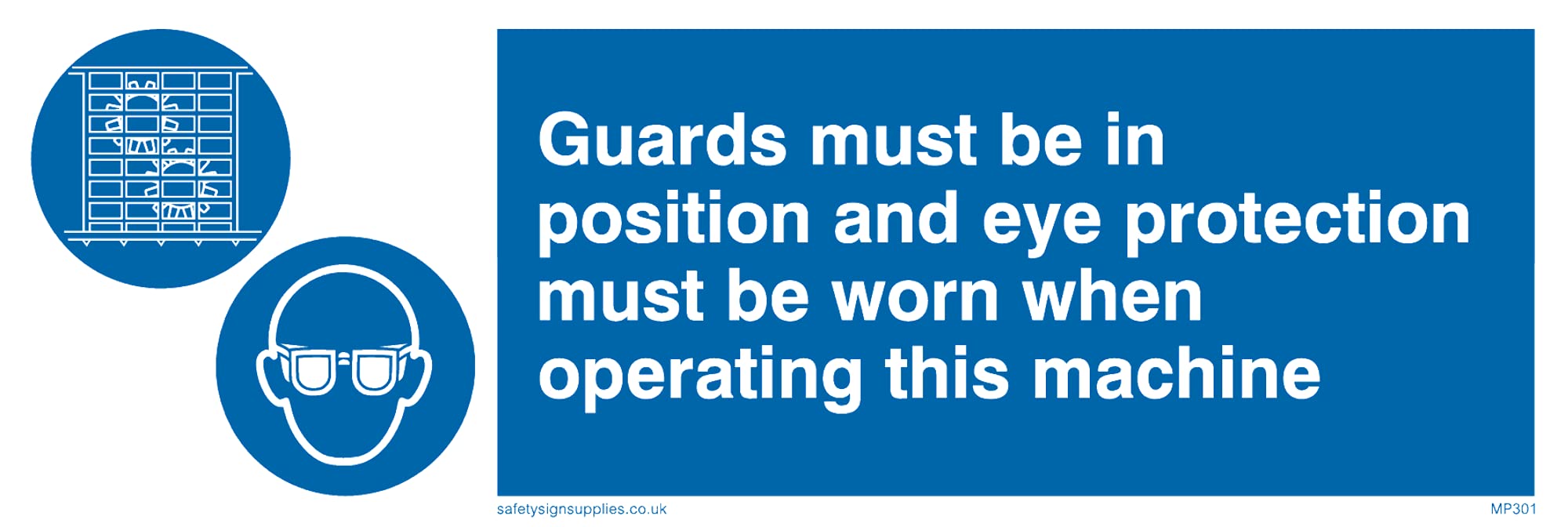 Pack of five - Guards & Eye Protection Needed Sign - 150x50mm - L15