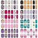 Comdoit 8 Sheets Nail Polish Strips Full Nail Wraps Glitter Nail Stickers Decal Nail Strips for Women Manicure Designs Color Nails Strips Self Adhesive Sticker Fingernail Decorations Set