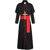 GRAJTCIN Mens Priest Costume Clergy Robe Praise Worship Robes Priest Outfit