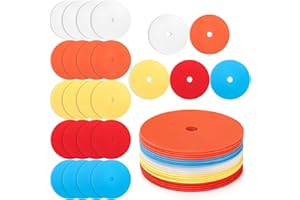 Eorbow 20 Pcs 6 Inch Flat Cones Spot Markers, Non-Skid Floor Hole Spot Markers, Soccer Cones Field Court Markers, Flat Discs Training Field Cones for Sports Speed Agility Practice, 5 Colors