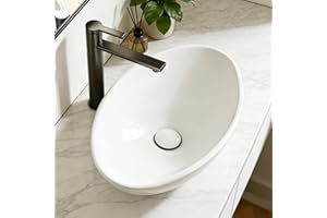 NUESTRA VIDA 20.47×12.6×5.51 inch Bathroom Vessel Sink, Modern Egg Shape Vanity Sink Above Counter Art Basin with Overflow, O