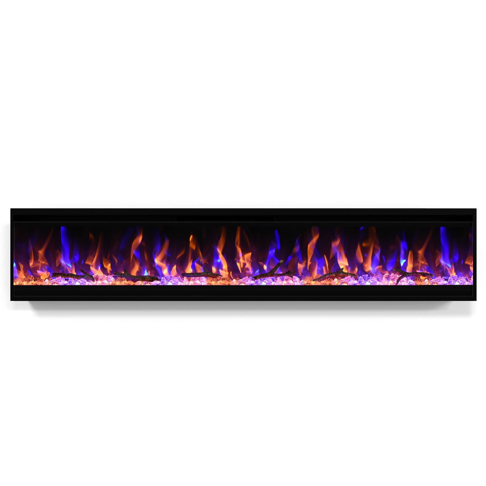 Photo 1 of **MISSING REMOTE**70 inch Electric Fireplace, 4.3" Ultra-Thin Electric Fireplace Inserts, Ultra-Narrow Frame, Wall Mounted and Recessed Fireplace, Log & Crystal, Touch Screen & Remote Control, 1500W