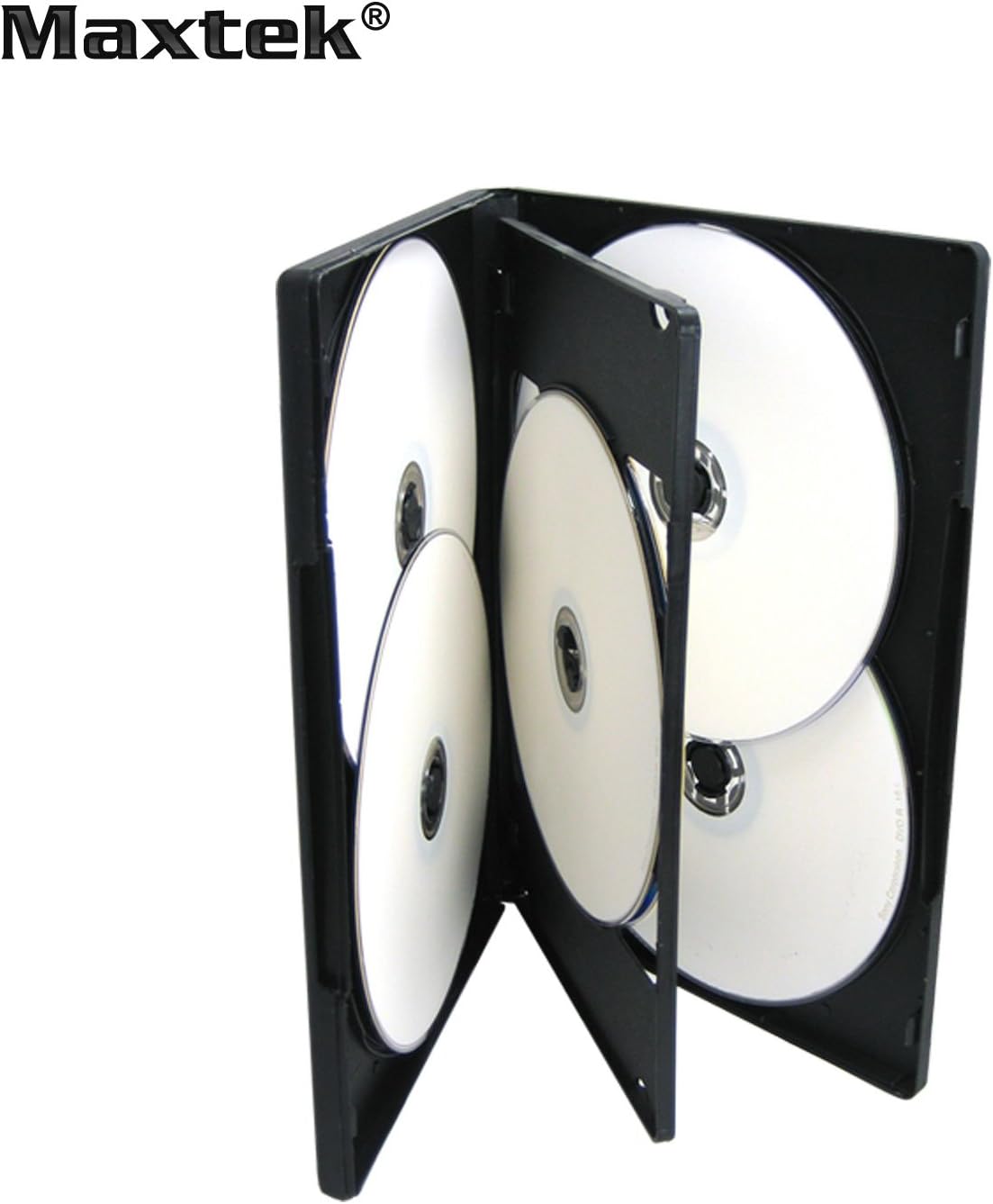 10 Pack Maxtek Standard 14mm Black Six (6) Disc DVD Cases with Double Sided Flip Tray and Outter Clear Sleeve: Electronics
