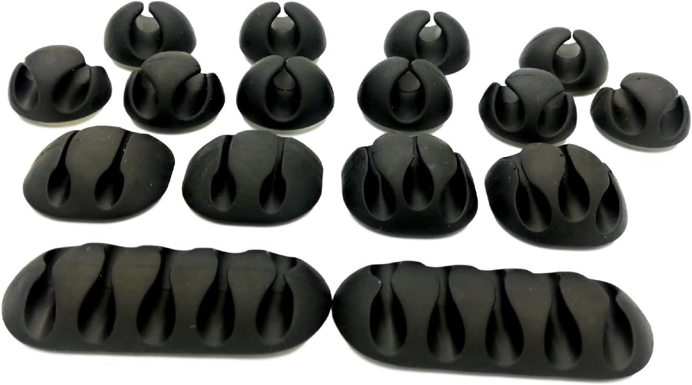 OHill Cable Clips, 16 Pack Black Cord Organizer Cable Management for Organizing Cable Cords Home and Office, Self Adhesive Cord Holders: Home Improvement