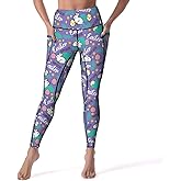 DROEYROEST High Waisted Workout Leggings for Women with Pockets Tummy Control Printed Sports Pants for Running Cycling Yoga