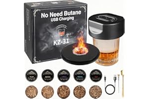 AHUMADOR DE Whiskey Smoker Kit -Electric Cocktail Smoker Kit with 6 Flavors Wood Chips, Rechargeable Old Fashioned Smoker Kit