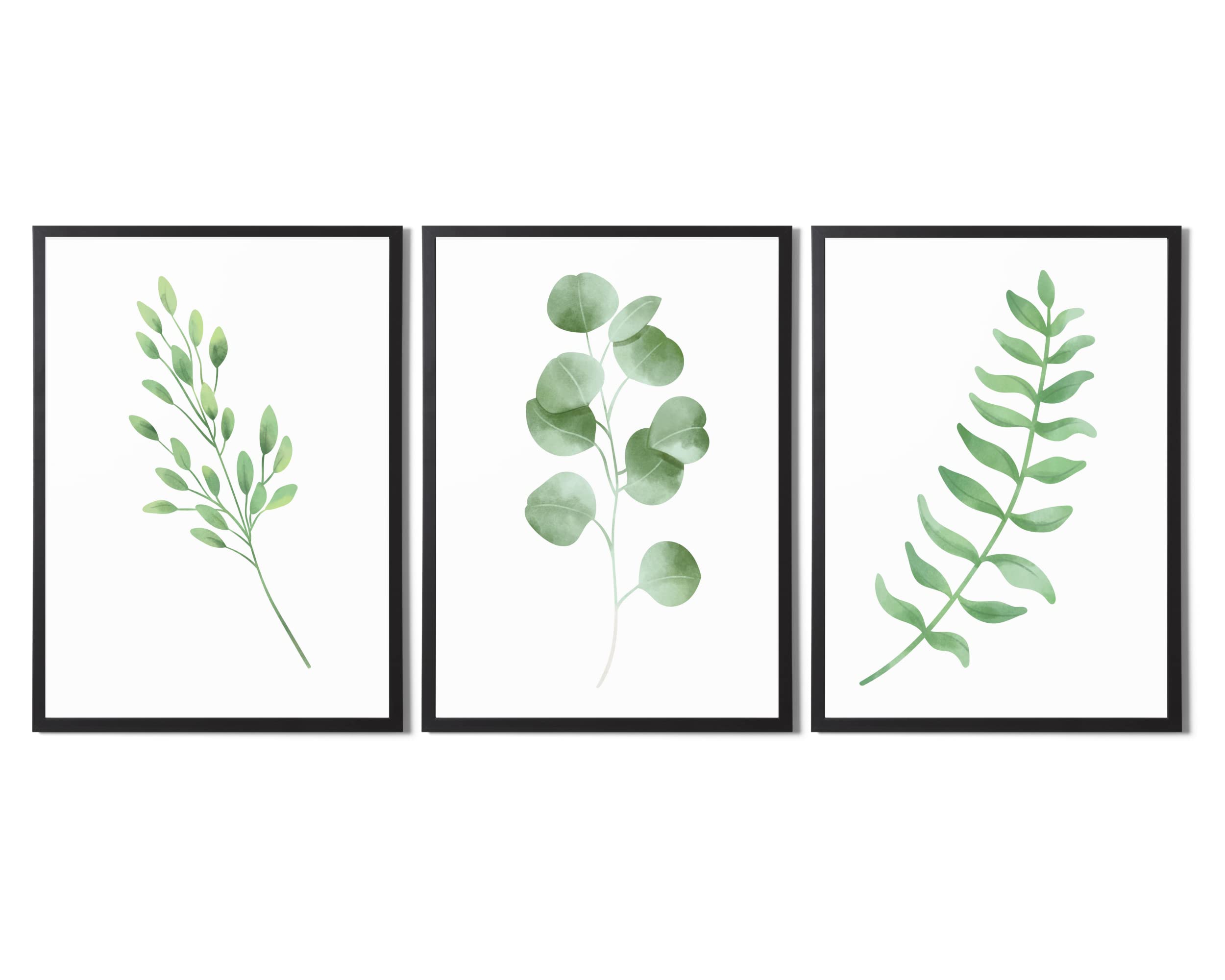 State Media Vision Set Of 3 Plant Botanical Prints For Living or Bedroom Walls, Unframed Natural Home Bathroom Decor, A4 Prints Poster Set
