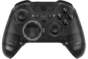 eXtremeRate Clear Black Replacement Faceplate Cover for Xbox One Elite Controller Series 2 (Model 1797), Custom DIY Front Housing Shell Case & Accent Rings for Xbox Elite Series 2 Core Controller