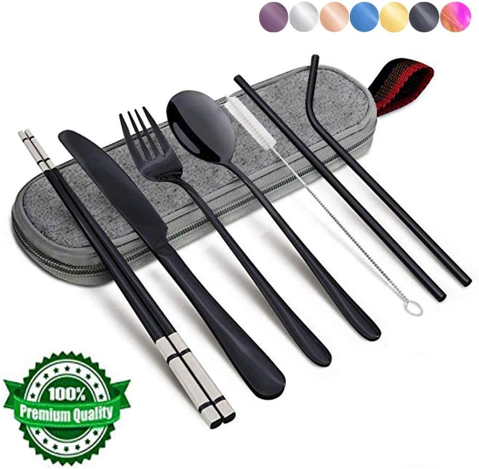 Flatware Set Travel Camping Cutlery Set Reusable Stainless Steel