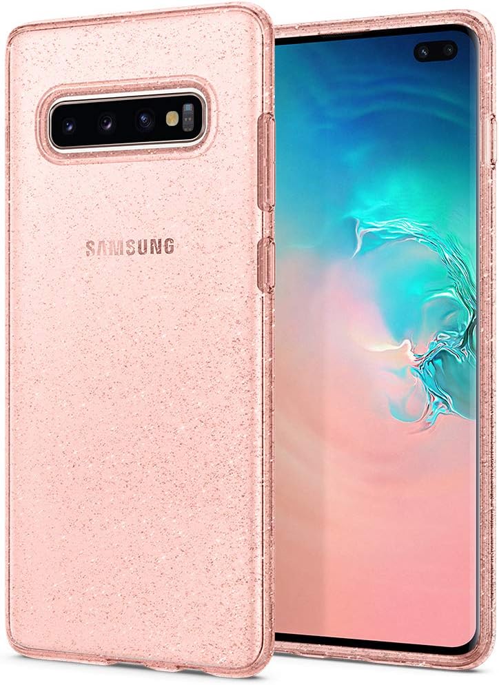 Spigen Galaxy S10 PLUS Case [Liquid Crystal Glitter] Flexible TPU Slim Protection With Premium Clarity, Phone Cover Designed for Samsung Galaxy S10 PLUS (2019) - Rose Quartz
